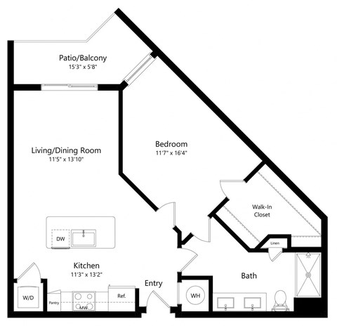 One Bedroom Floor Plan at Grady Square Luxury Apartments in Tampa FL